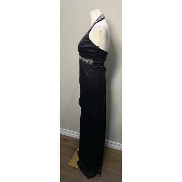 Vintage 90s Y2K Charlotte Russe‎ Long Maxi Dress Halter Whimsygoth Prom Black M - Picture 11 of 13